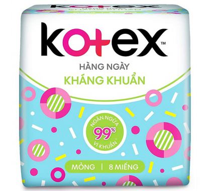 Băng vệ sinh Kotex  hằng ngày kháng khuẩn ( gói 8 miếng ) Bao 48 gói